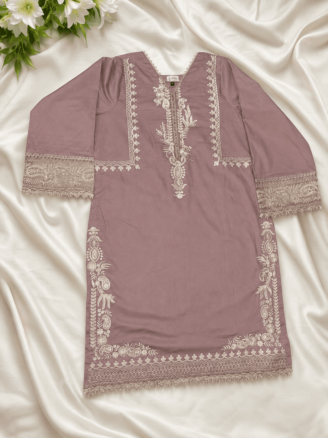 Stitch Pearl Naqsh Tea Pink Embroidered Kurta